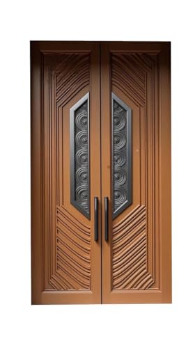 Image of Australian HANDICRAFTS- Sagwan Wood Double Door Designer Hand-Carved Teak Wood Front Gate for Home & Kitchen Traditional Wooden Main Entrance Door (Wooden Natural Color, 91x44 inch)