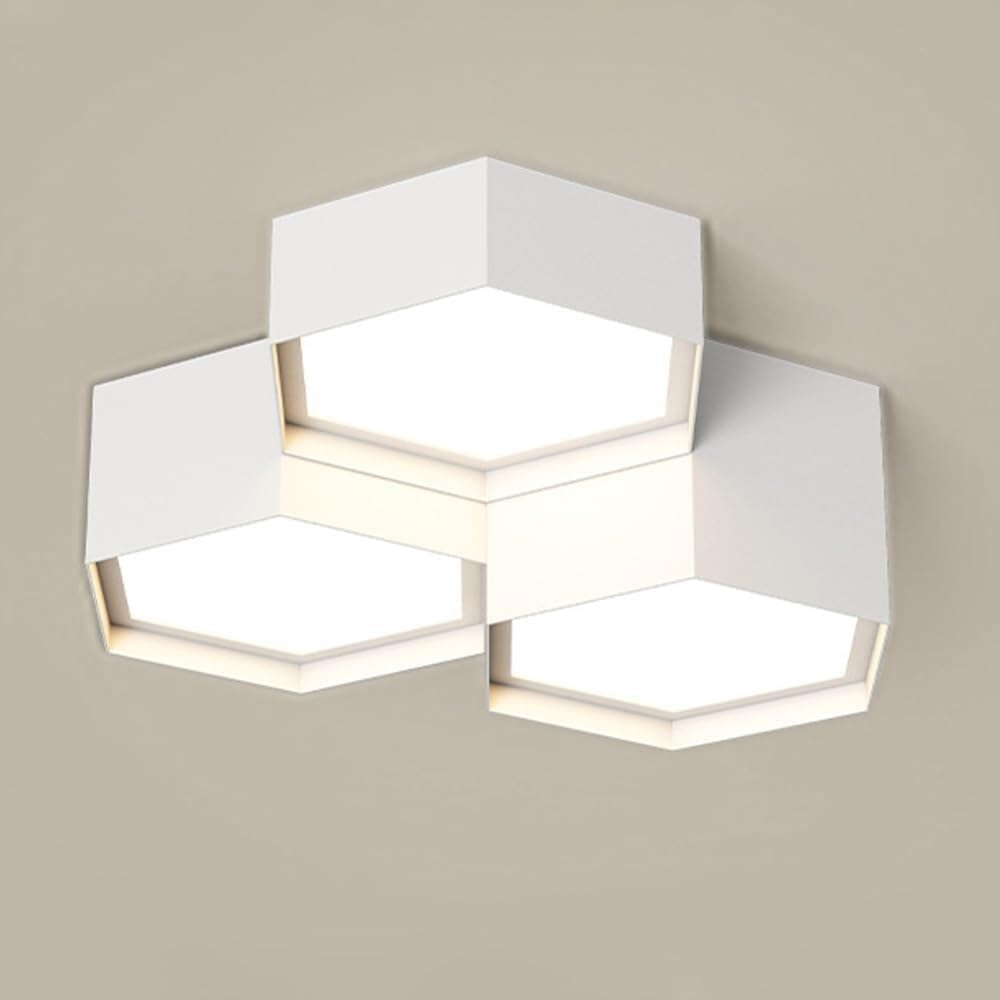 Geometric Ceiling Light Dimmable Modern LED Ceiling Light with Remote Control, Acrylic Ceiling Lighting Fixture for Living Room Dining Room Kitchen Office Lamps (6000k)