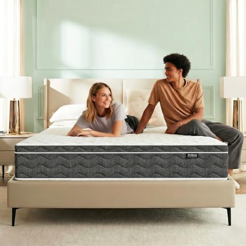 Puzdaz King Size Mattress 14 Inch Mattress King Size - Memory Foam & Individually Pocket Coils Springs Pressure Relief Motion Isolation Edge Support CertiPUR-US Certified Medium Firm