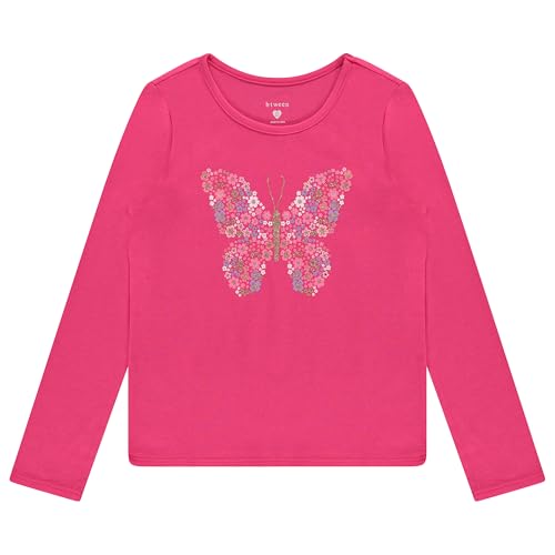 BTween Girls 4 Pack Long Sleeve Fashion Ribbed Tops Cotton Blend, Fun Vibrant Designs2