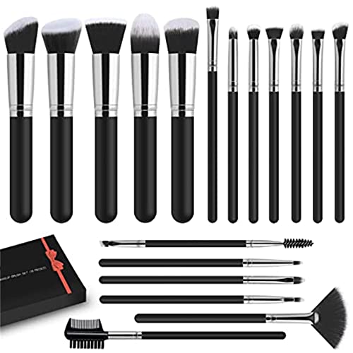 Jaywayne Makeup Brushes Set 18Pcs Premium Synthetic Foundation Brush For Liquid Makeup Brush Professional Make Up Brush Set Black #TOP5