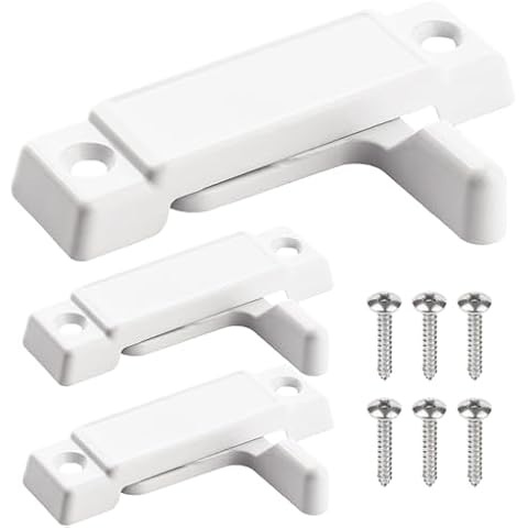3Pcs F2590 Universal Window Sash Lock Replacement – 2-1/4" Hole Center Sliding Window Latch for Double Hung, Horizontal & Vertical Windows for Enhanced Home Security（White） (White) Cover