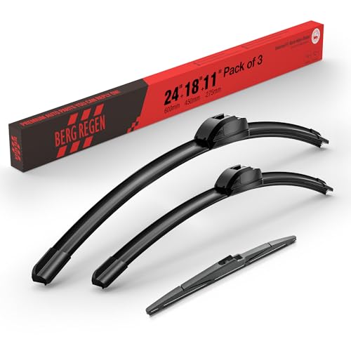 BERG REGEN 24"+18" Windshield Wiper Blades with 11" Rear Automotive Replacement Set for Kia Seltos 2021 2022 2023 2024 – Genuine OEM Quality (Set of 3)