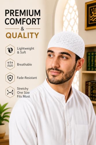 Image of ihvan online Turkish Muslim Kufi Hats for Men, Taqiya, Takke, Peci, Islamic Caps, Ramadan Eid Islamic Gifts