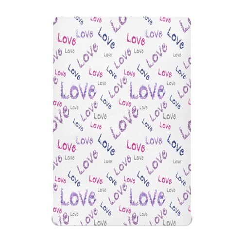 Ttgoth Sábana Bajera Ajustable para Cuna para niños y niñas, sábana de Punto Jersey para Cuna de bebé, día de San Valentín, sábana para Cuna estándar y colchón de Cama Infantil, acogedora, Suave y