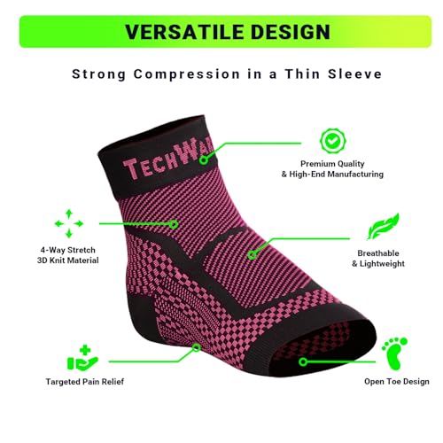 Image of TechWare Pro Ankle Brace Compression Sleeve - Plantar Fasciitis Sock. Relieves Achilles Tendonitis. Foot Arch Support Reduces Joint Pain, Swelling & Heel Spur Pain. Injury Recovery Braces for Sports