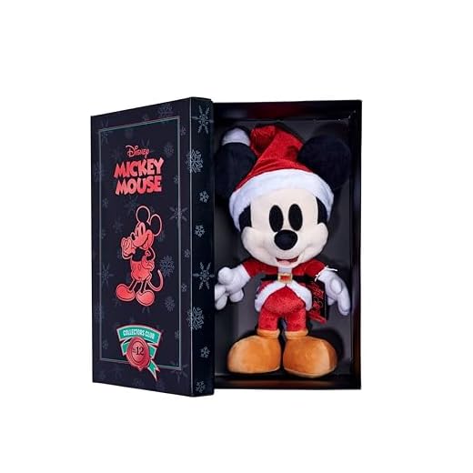 Simba 6315870305 Mickey Mouse Santa, Edición de Diciembre, Exclusivo de Amazon, Peluche 35 cm en Caja de Regalo, Especial, Edición Limitada, Suave Juguete para Niños Desde el Nacimiento