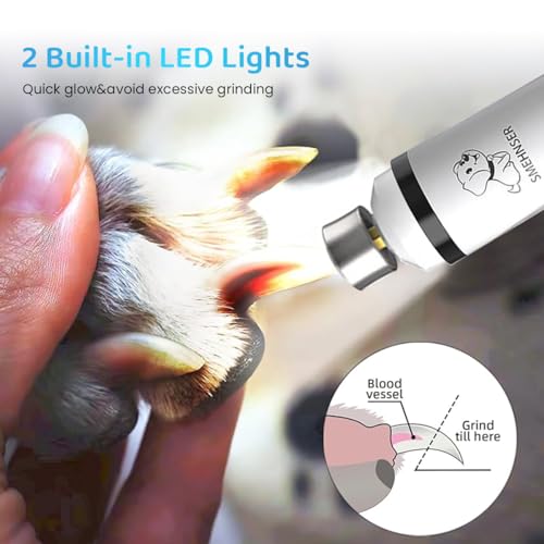 Image of Qpets Electric Dog Nail Grinder with 3 Speeds Modes and 2 Led Light Dog Nail Trimmer for Cat Dog USB Electric Dog Nail Grinder, Dog Nail Cutter for Small Medium Large Dogs and Cats