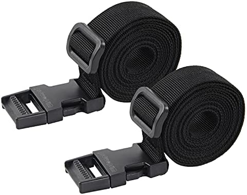 Wisdompro Luggage Strap, 2 Pack of Heavy Duty Utility Strap for Outdoor Sports, Backpacking, Sleeping Bag Compression, Luggage, Bundling, with MOLLE Gear Quick Release Buckle - 48 inches, Black