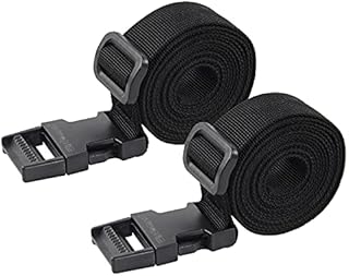 Wisdompro Luggage Strap, 2 Pack of Heavy Duty Utility Strap for Outdoor Sports, Backpacking, Sleeping Bag Compression, Luggage, Bundling, with MOLLE Gear Quick Release Buckle - 48 inches, Black