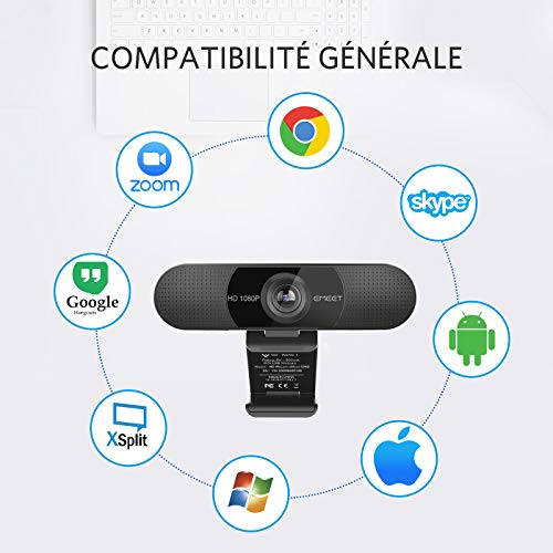 eMeet Webcam 1080P- Webcam C960 Full HD avec Double Microphone, Paramètres réglables, Grand Angle 90 ° avec Correction Automatique, Plug & Play, caméra de Streaming pour Linux, Win10, Mac, Youtube – vue 7