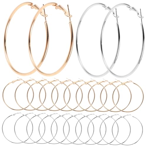 HEALSOPTHY 40個レディース フープイヤリング 大ぶり メタル丸型 ピアス ドロッププ ホロー構造 軽量 イヤージュエリー パーティー お出かけ用