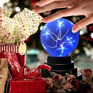Lpraer Blue Light Plasma Ball 3 Inch Magic Touch Sensitive USB/Battery Powered Glass Nebula Static Electricity Ball for Party/Bedroom/Decor