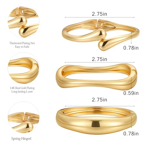 Rcidan Gold Bangle Bracelets for Women Trendy, 18K Gold Plated Bangle Bracelet Set Chunky Twist Cuff Gold Bracelet Non Tarnish Waterproof Jewelry Gifts for Women — view 4