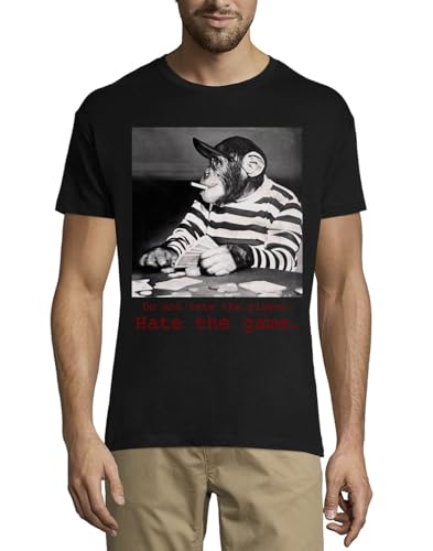 T-shirt coton homme Do Not Hate noir col rond anti-déformation pour éviter les cols détendus