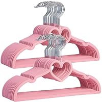 Zargun Velvet Baby Hangers, Nursery Coat Clothing Hangers for Babies, Infant, Toddlers and Kids, Unisex for Boys or Girls, Ultra-Slim Space Saving for Nursery Closet Organisation (Heart Pink)