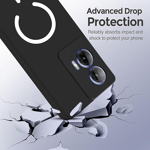 Image of SBMS Silicone Back Cover Case for Motorola Edge 50 Fusion /G85 /G96 | Soft Micro-Fibre Lining Inside | Magsafe Print On Back Side Camera Protection Bump | Shockproof Case G85 (Magsafe Print Big Black)