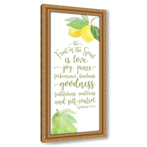 ArtDirect Fruit of the Spirit vertical I-Fruit 19x48 Huge Gold Ornate Wood Framed Canvas Giclee Art by Reed, Tara
