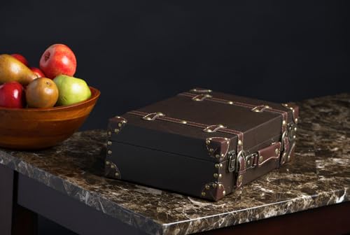 Wald Imports 70012/MD Brown Faux Leather Suitcase Storage