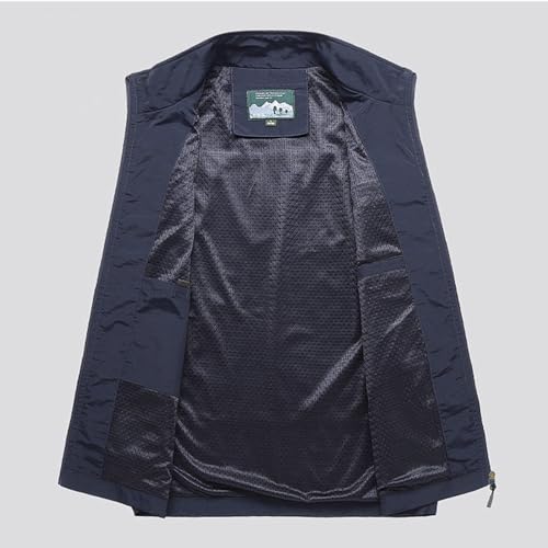 Image of Mens Summer Utility Safari Vest Multi Pockets Fishing Vests Casual Sleeveless Jacket for Hiking Golf Lightweight