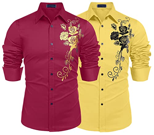 Image of Zombom Men's Regular Fit Cotton Blend Printed Full Sleeve Casual Shirts