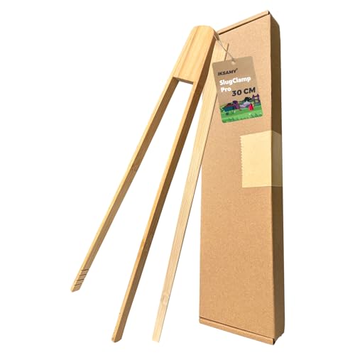 IKSAMY Pince à escargots en bambou - 2 en 1 - Avec tige de recherche (30 cm) - Respectueux de l'environnement - Sans produits chimiques - Durable et bio