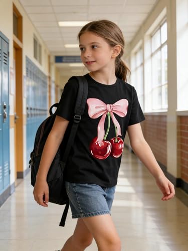 Image of Girls' Graphic Tees Summer Cute Tops Casual Short Sleeve Crew Neck T Shirts