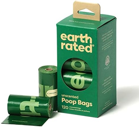 Earth Rated Bolsas para heces de perro, para mascotas a prueba de fugas y extragruesas, aptas para perros de cualquier tamaño, Rollos de recarga, sin aroma, 120 unidades