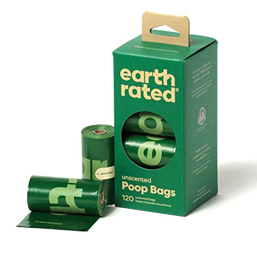 Earth Rated Bolsas para heces de perro, para mascotas a prueba de fugas y extragruesas, aptas para perros de cualquier tamaño, Rollos de recarga, sin aroma, 120 unidades