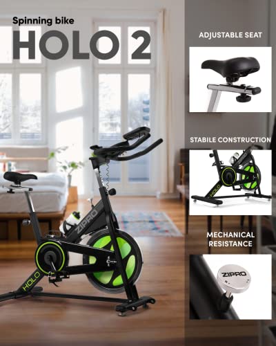 Foto von Zipro Erwachsene Spinning-Rad Fitnessbike Heimtrainer Holo 2 bis 130kg, Schwarz, One Size, einheitsgröße, 5944594, Stabile Pedale, Hilfreicher Computer