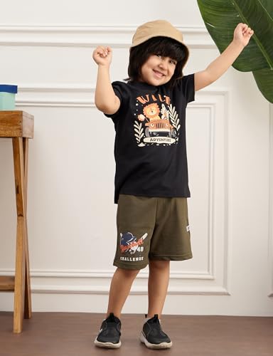 Image of Amazon Brand - Symbol Boys 100% Cotton Graphic Printed Half Sleeves T-Shirt | Age 2-6 Years (Available in Combo Pack of 3 and 5)