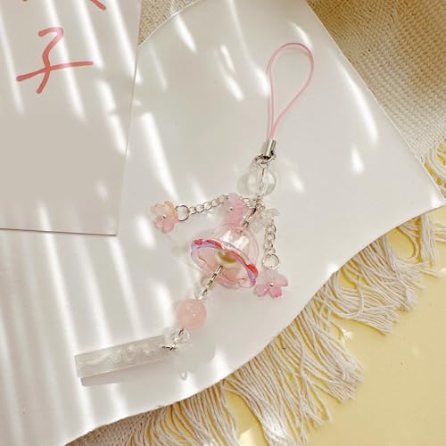 PIEXANGH Creative Jellyfish Winds Chimes Glass Pendant Phone Chain Decoration for Personalize Styles Casual Wear Stylish Outfits Bag Charm — view 8
