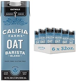 Califia Farms - Oat Milk, Unsweetened Barista Blend, 32 Fl Oz (Pack of 6) | Shelf Stable | Non Dairy Milk | Creamer | Vegan | Plant Based | Gluten-Free | Non-GMO