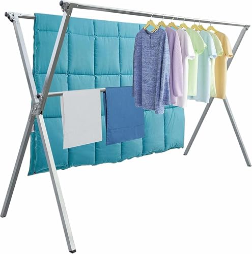 Folding Indoor/Outdoor Laundry Drying Rack with Hooks