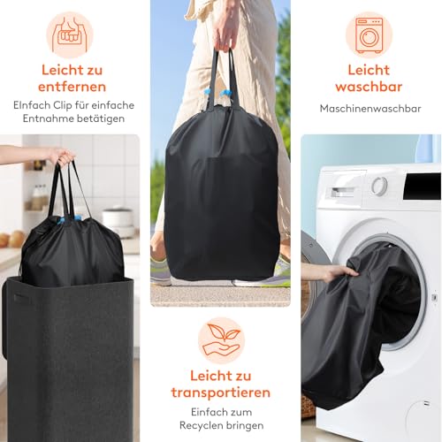 Lifewit 100L Pfandflaschen Sammelbehälter mit Deckel, Schwarz – Ansicht 3