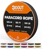 DDOUT 2mm Paracord 100lb, Thin Micro Paracord Rope, Black 125FT Nylon Cord for Crafting, DIY Projects, Fishing, Camping & Outdoor