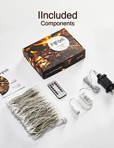 FilFom 30m 300LED Warm White Fairy Lights Plug in Waterproof Outdoor Indoor String Lights Mains Powered Garden Lights with Remote and Timer for Bedroom Garden Furniture Wedding Party Decoration