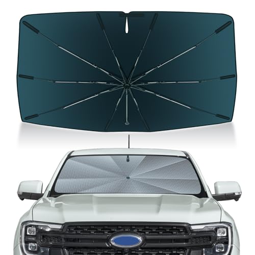 Image of Autorder Windshield Sun Shade Umbrella for 2019-2026 Ford Ranger Accessories,Upgraded Ice Crystal Material,Easy Setup Umbrella Sunshade for Car Windshield,100% Sun Blocking