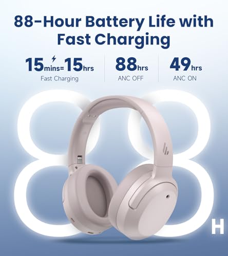 Image of Edifier W820NB Plus Gen 2 Wireless Over-Ear Noise Cancelling Headphone, -49 dB ANC, LDAC Hi-Res Audio, 88H Playtime, Spatial Sound, AI Clear Calls, Bluetooth V6.1 & Multipoint - Smoky Pink