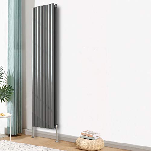 Blümme Vertical Oval Column Double Panel Radiator Anthracite 1800x472mm