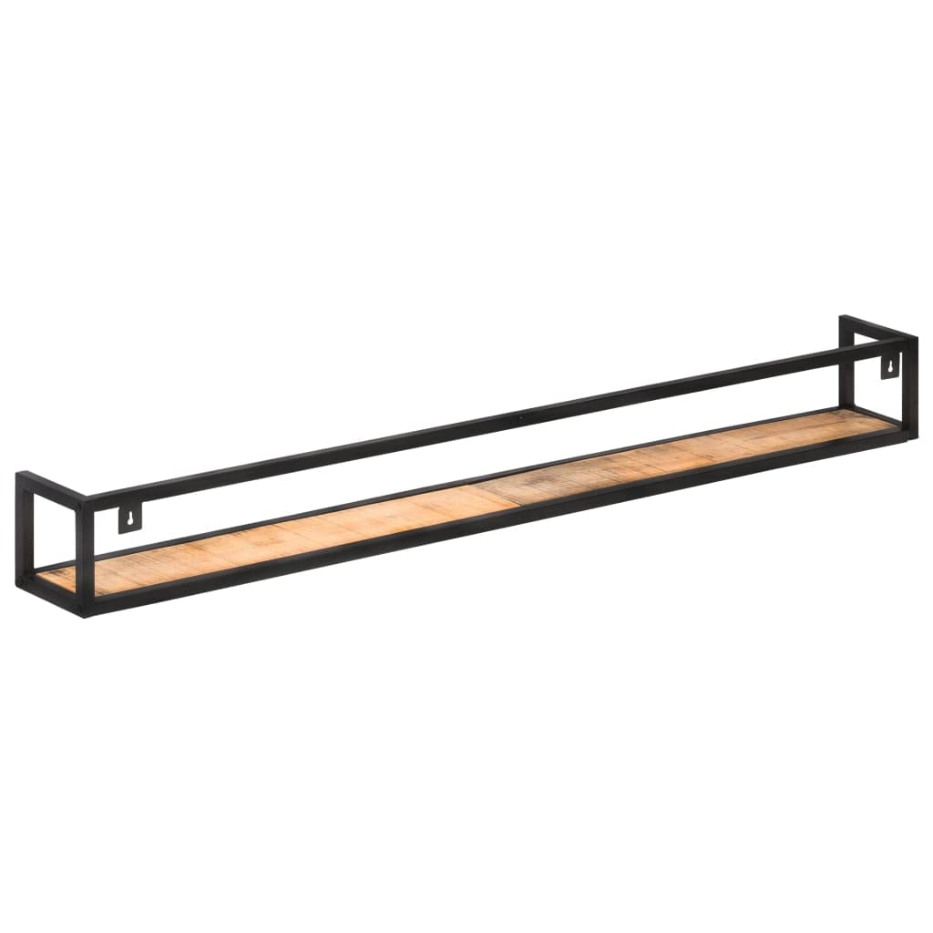 Juego de 2 estanterías de pared de 160 cm, estantes flotantes de madera y hierro en estilo industrial, robusto tablero de pared de madera de mango, madera maciza para salón, cocina y pasillo