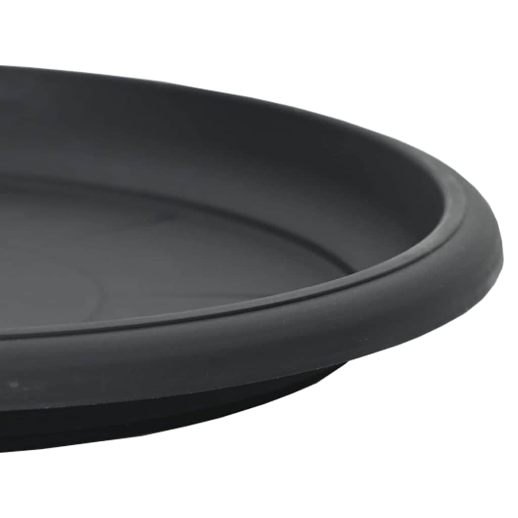 Placas redondas de plástico negro, 24 unidades, diámetro de 21,5 x 2,5 cm, para balcón, terraza, jardín, interior y exterior, con borde enrollado y uso versátil