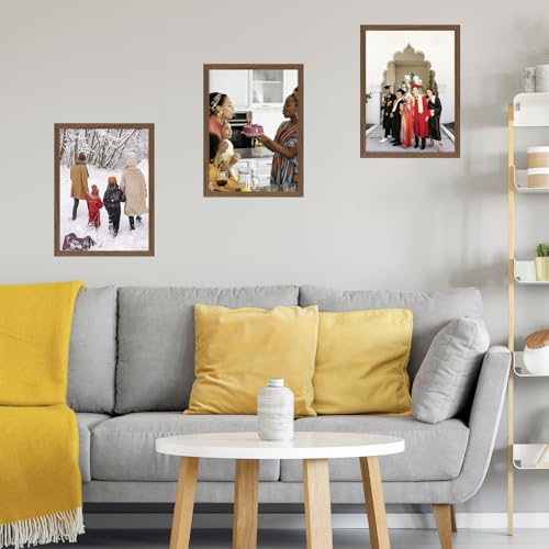 Image of JCJMY 12x17 Picture Frame Brown for Wall Hanging, Wall Mounting Horizontally or Vertically, 12 x 17 Wall Gallery Poster Photo Frame with Shatter Resistant Plexiglass, Brown