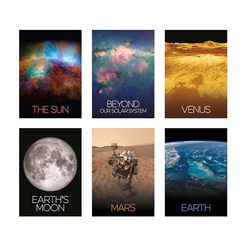 Image of CodersParadise Paper Pack Of 6 - Space Astronomy Wall Posters 8X12 Inch A4 Size Included Glue Dots Wall Decor Posters Wall Art For Bedroom, Living Room
