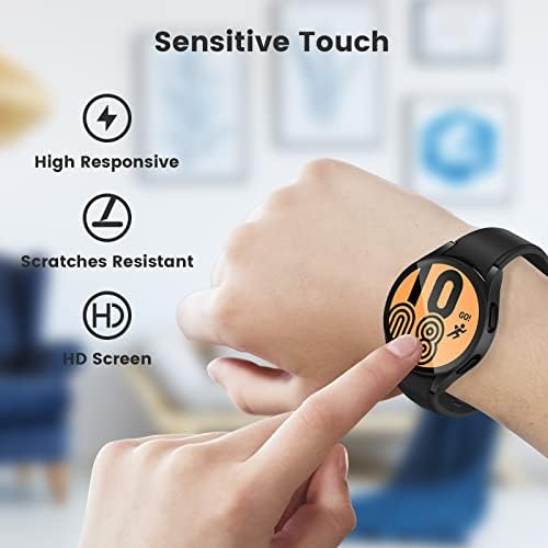 HWeggo Samsung Galaxy Watch 4 44mm Screen Protector Case,All Around PC Hard Full Protection Matte Cover for Samsung Watch 4 44mm Accessories Screen Protector Scratch-Resistant (Black+Black)
