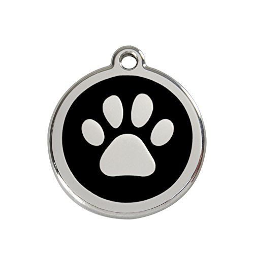 Red Dingo Hundemarke Pfote schwarz 20 mm Paw Print Dog Collar Tag One Size Cover