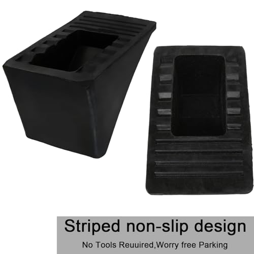 Image of 4 Pack Heavy Duty Rubber Wheel Chocks Solid RV Wheel Chock for Trailers, Black Tire Chocks for Cars, Truck, Travel Trailers, Camper and ATV, 6.5 inch x 3.5 inch x 3.5''