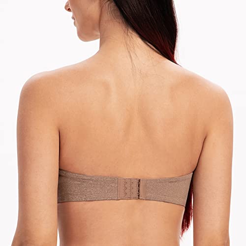 Image of MELENECA Women's Push Up Strapless Bra Padded Underwire Stay Put Lift | Non-slip silicone grip, seamless shaping, lift support and comfortable wear for weddings, dresses and daily outfits