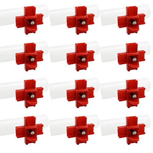 EBaokuup 12 Set Chicken Water Nipples Kits, Horizontal Side Mount Poultry Water Nipples with 20mm Tee Fittings, Automatic Chicken Waterer Nipples Poultry Drinker for Chicken Quail Duck