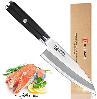 Deba Knife, KEEMAKE 6.5” Fish Fillet Chef's Knife Professional Japanese Kitchen Knife